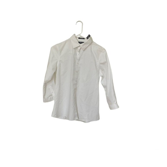 Lands End Womens 4 Blouse White Button Collar Long Sleeve Cotton Brand New - Picture 3 of 8